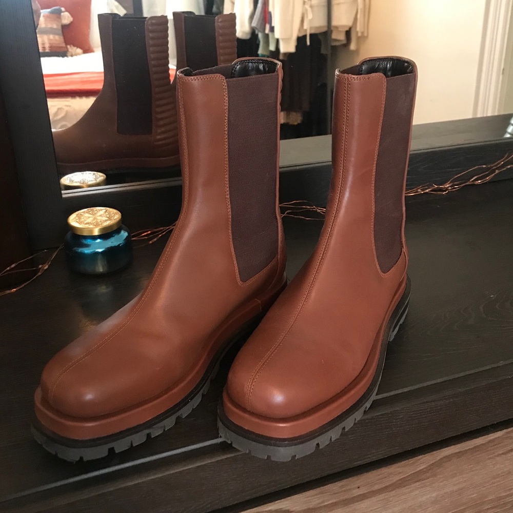 ASOS leather panneled chelsea boots in brown
